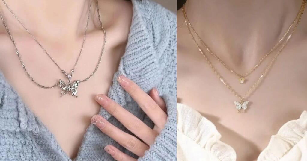 Types of Girls' Diamond Butterfly Necklaces